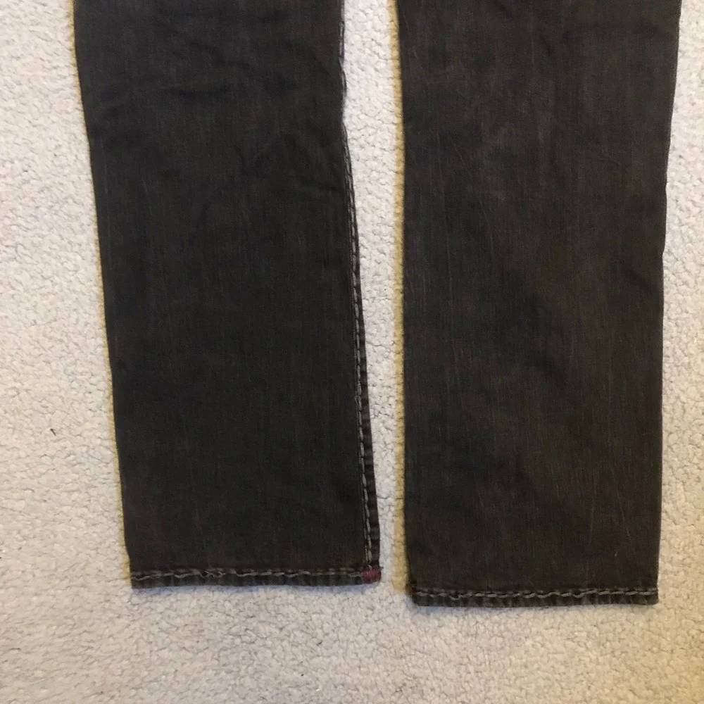 Vtg 2000s True Religion Ricky Black‎ Red Stitch Jeans Mens 38 Made in USA Y2K